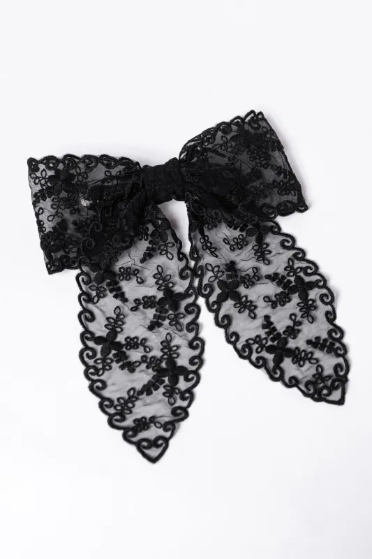 Black Lace Hair Bow FINAL SALE sold by Pink Lily