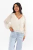 Face The Music Cream Embroidered Blouse FINAL SALE sold by Pink Lily