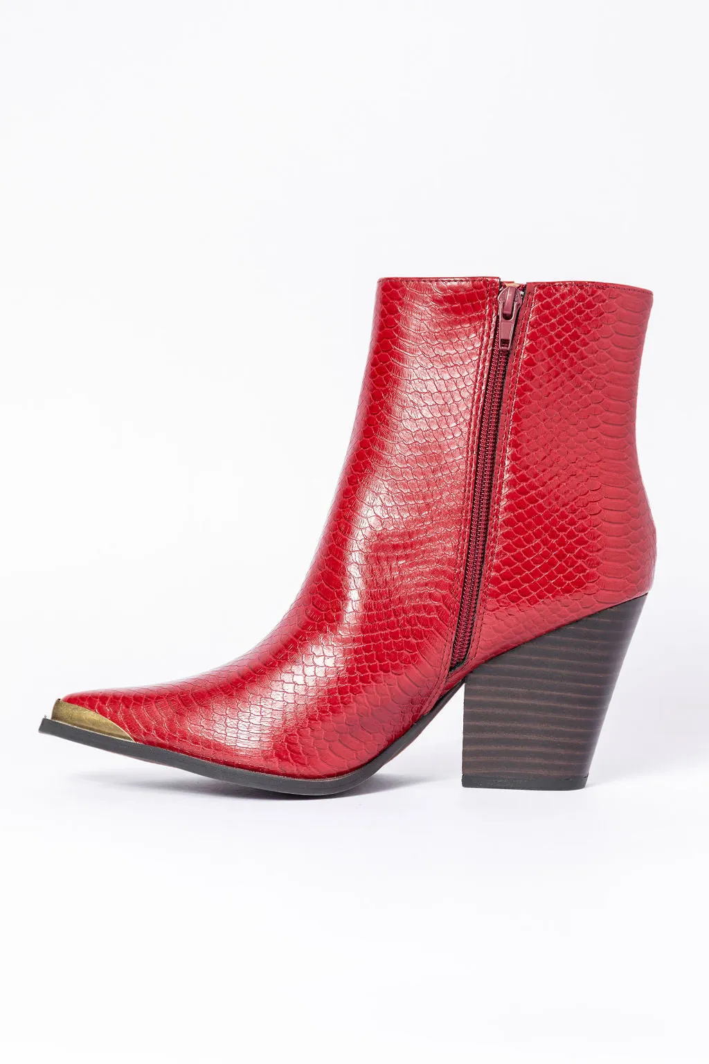 Jessie Red Snakeskin Pointed Toe Bootie sold by Pink Lily product image thumbnail 3