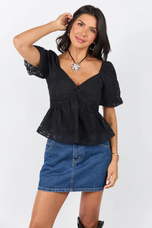 Twist On Things Black Bust Lace Blouse FINAL SALE sold by Pink Lily