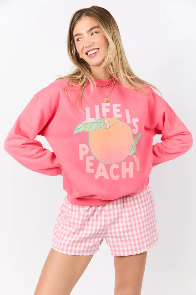 Life Is Peachy Light Red Graphic Sweatshirt sold by Pink Lily