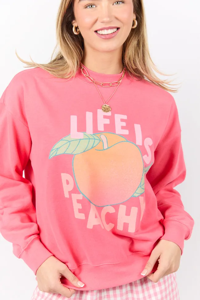 Life Is Peachy Light Red Graphic Sweatshirt sold by Pink Lily product image thumbnail 3