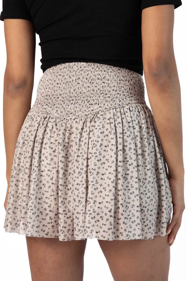 Star-crossed Lovers Tan and Black Corset Waist Floral Mini Skort sold by Pink Lily product image thumbnail 5