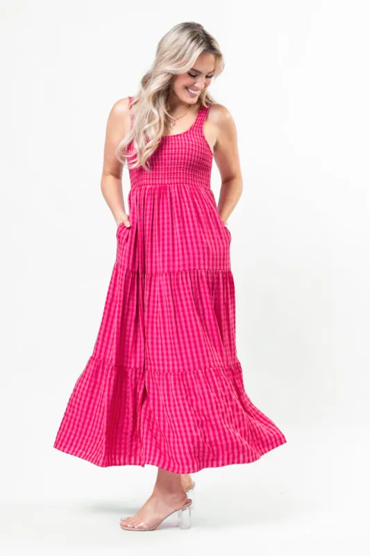 Embrace Today Pink Gingham Midi Dress SALE sold by Pink Lily