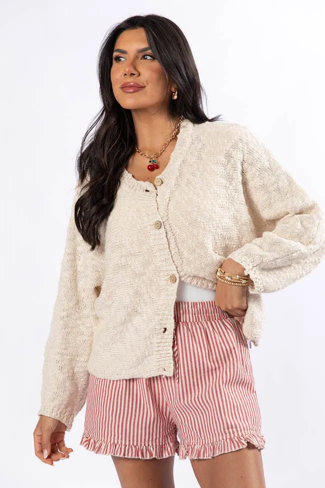 Afternoon Bliss Oatmeal Light Weight Cardigan sold by Pink Lily