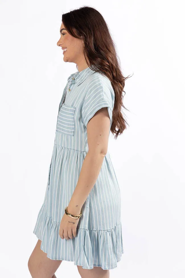 I Told You Striped Chambray Shirt Dress FINAL SALE sold by Pink Lily product image thumbnail 4