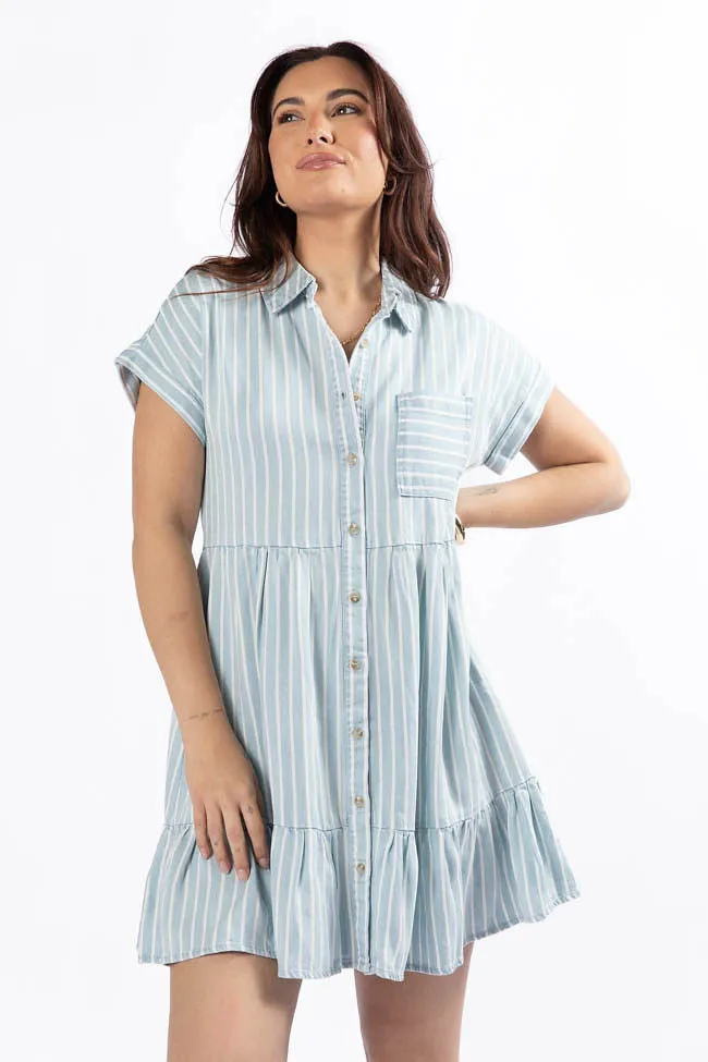 I Told You Striped Chambray Shirt Dress FINAL SALE sold by Pink Lily