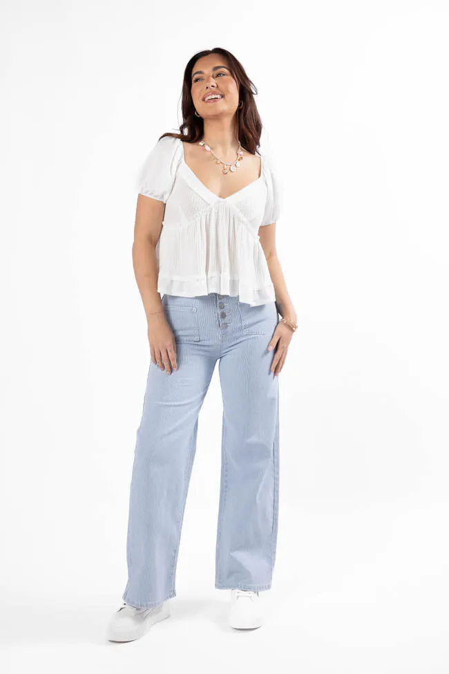 What I Thought Ivory V-Neck Waffle Knit Short Sleeve Top FINAL SALE sold by Pink Lily product image thumbnail 2