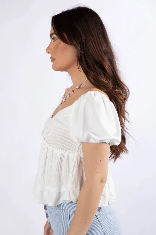 What I Thought Ivory V-Neck Waffle Knit Short Sleeve Top FINAL SALE sold by Pink Lily product image thumbnail 3