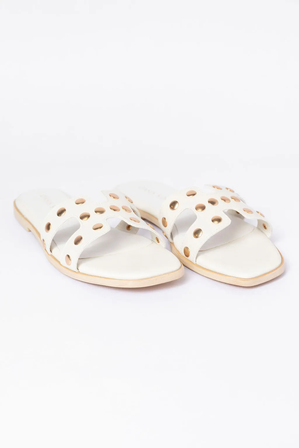 Hallie White Studded H Sandals FINAL SALE sold by Pink Lily product image thumbnail 2