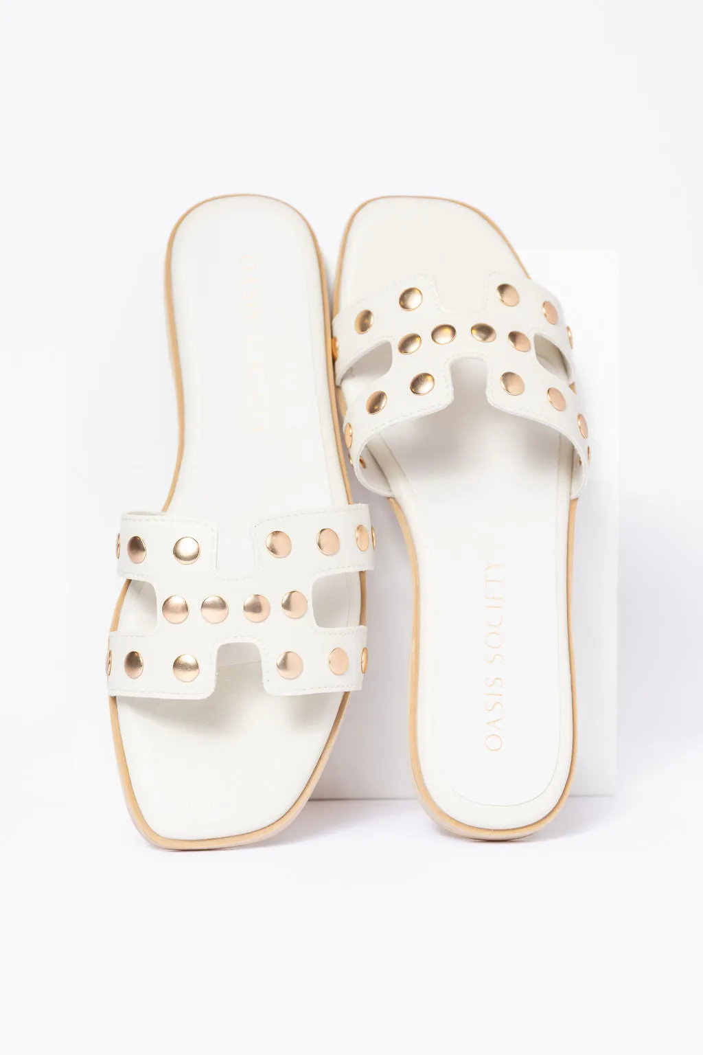 Hallie White Studded H Sandals FINAL SALE sold by Pink Lily product image thumbnail 3