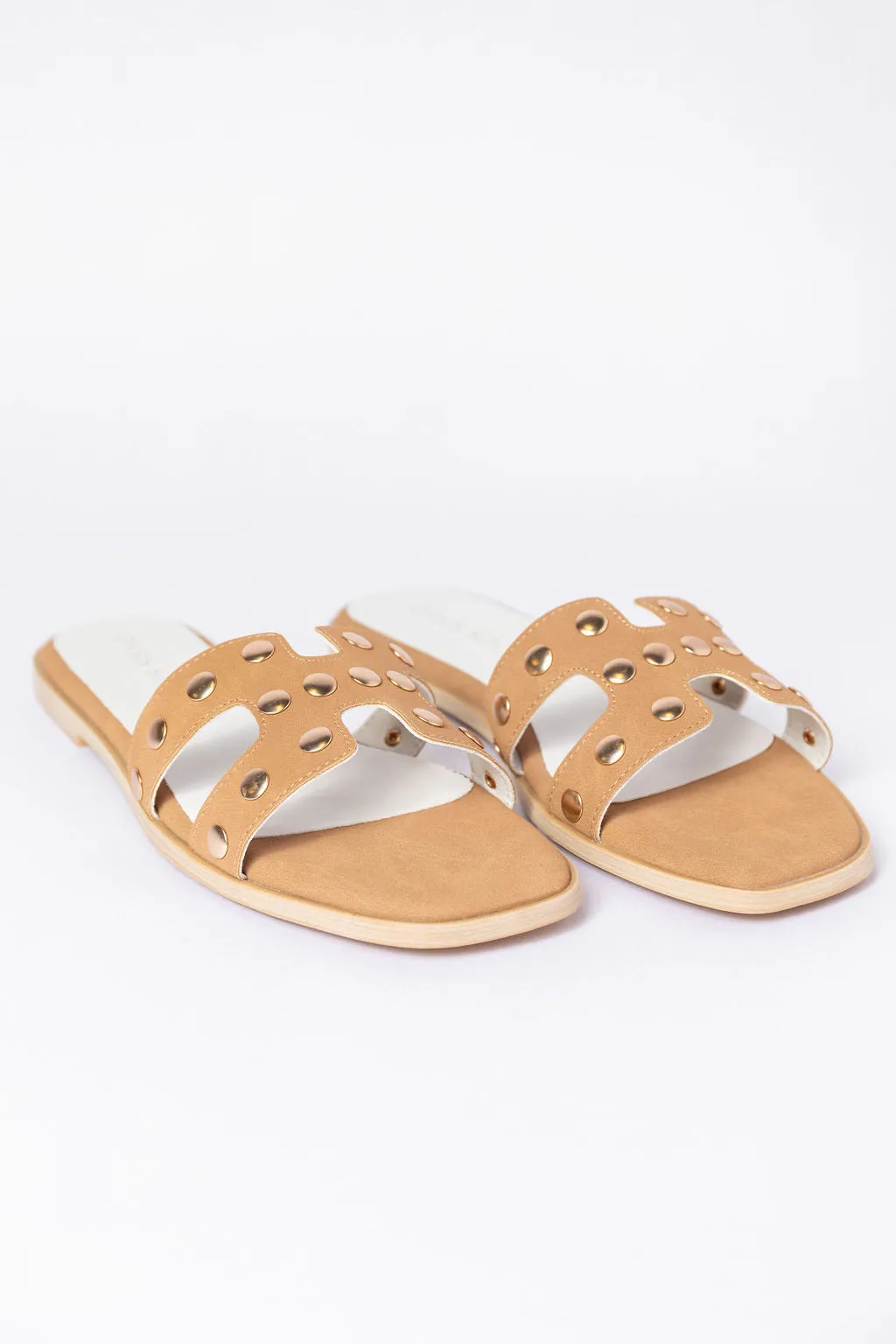 Hallie Camel Studded H Sandals FINAL SALE sold by Pink Lily product image thumbnail 2
