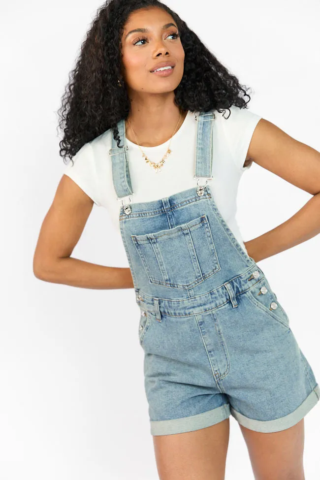 Common Ground Medium Wash Relaxed Fit Cuffed Overalls SALE sold by Pink Lily product image thumbnail 3