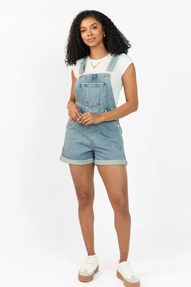 Common Ground Medium Wash Relaxed Fit Cuffed Overalls SALE sold by Pink Lily product image thumbnail 4