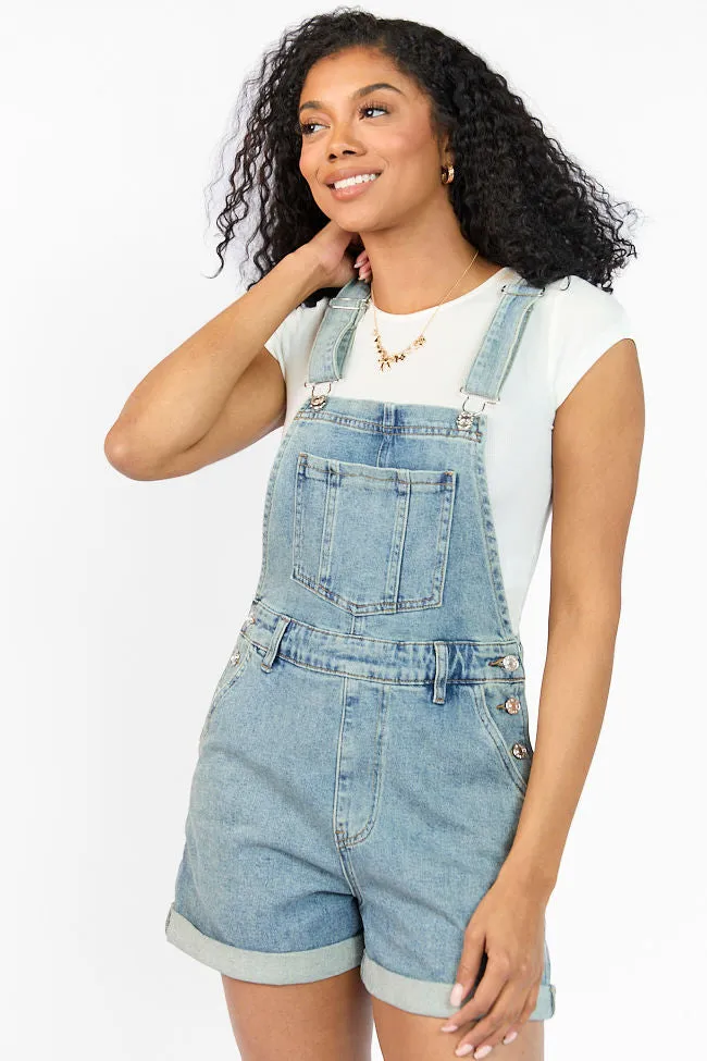 Common Ground Medium Wash Relaxed Fit Cuffed Overalls SALE sold by Pink Lily product image thumbnail 5