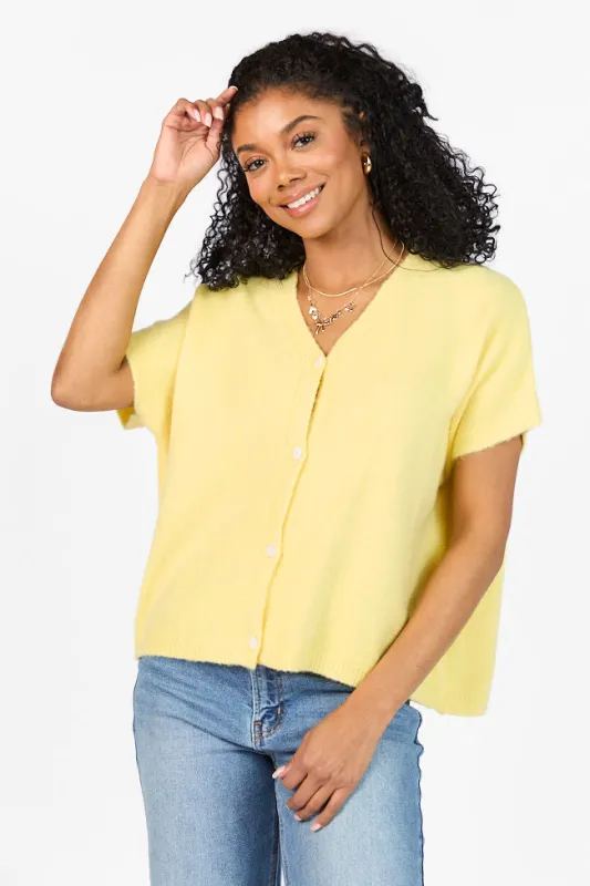 Sweet Disposition Yellow Oversized Short Sleeve Cardigan SALE sold by Pink Lily