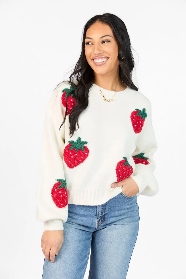 Strawberry Patch Cream Sweater sold by Pink Lily product image thumbnail 3