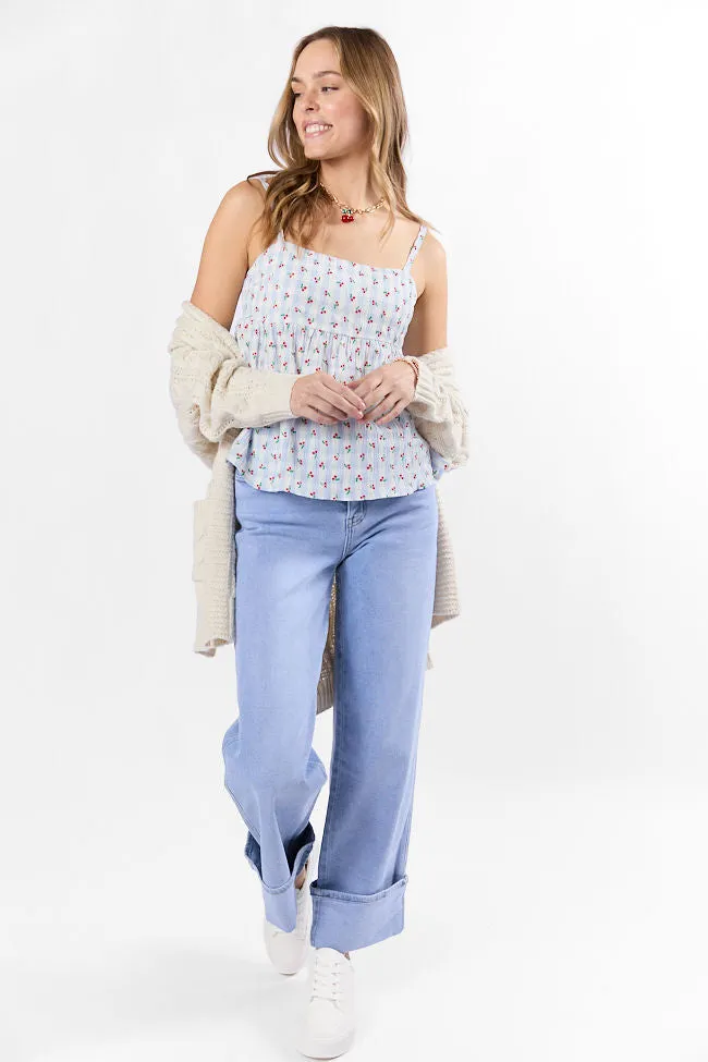 Sweet As Can Be Blue Cherry Gingham Print Tank FINAL SALE sold by Pink Lily product image thumbnail 3