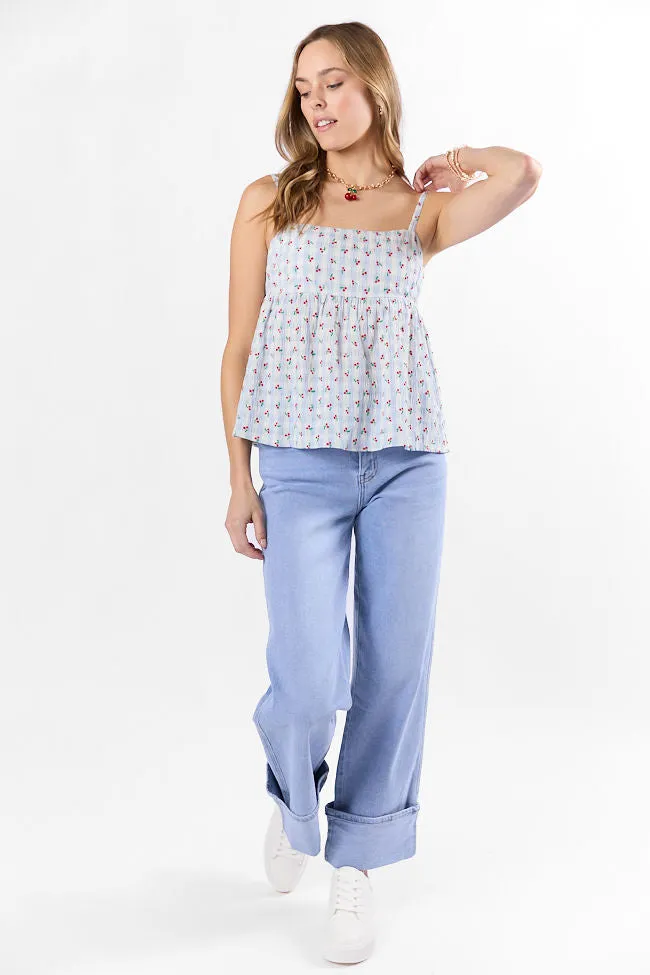 Sweet As Can Be Blue Cherry Gingham Print Tank FINAL SALE sold by Pink Lily product image thumbnail 2