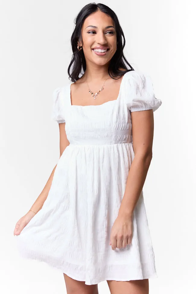 Breezing By Ivory Textured Square Neck Mini Dress FINAL SALE sold by Pink Lily product image thumbnail 4