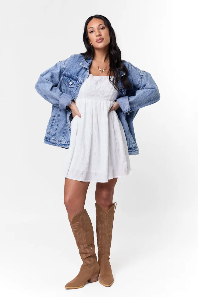 Breezing By Ivory Textured Square Neck Mini Dress FINAL SALE sold by Pink Lily product image thumbnail 3