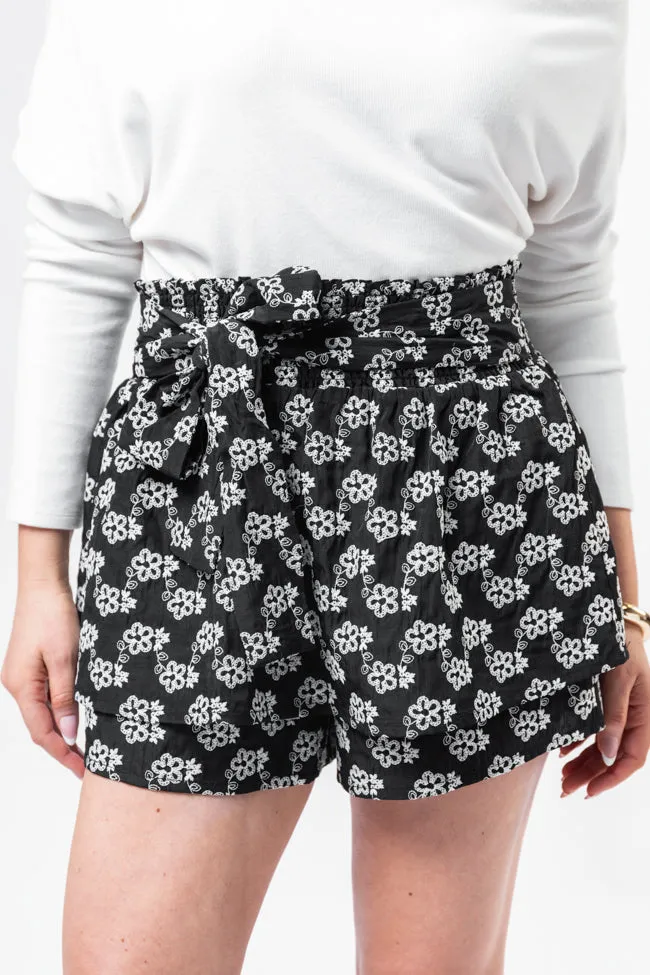 Garden Gathering Black Belted Floral Skort FINAL SALE sold by Pink Lily