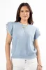 Everywhere and Back Light Blue Flutter Sleeve Stitched Detail Sweater SALE sold by Pink Lily