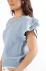 Everywhere and Back Light Blue Flutter Sleeve Stitched Detail Sweater SALE sold by Pink Lily