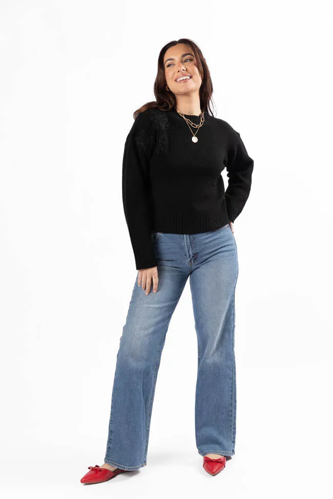 Days Of Dreaming Black Floral Embroidered Crew Neck Sweater FINAL SALE sold by Pink Lily product image thumbnail 2