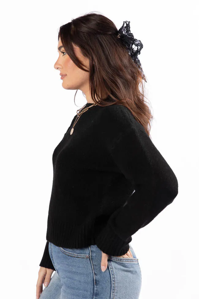 Days Of Dreaming Black Floral Embroidered Crew Neck Sweater FINAL SALE sold by Pink Lily product image thumbnail 5