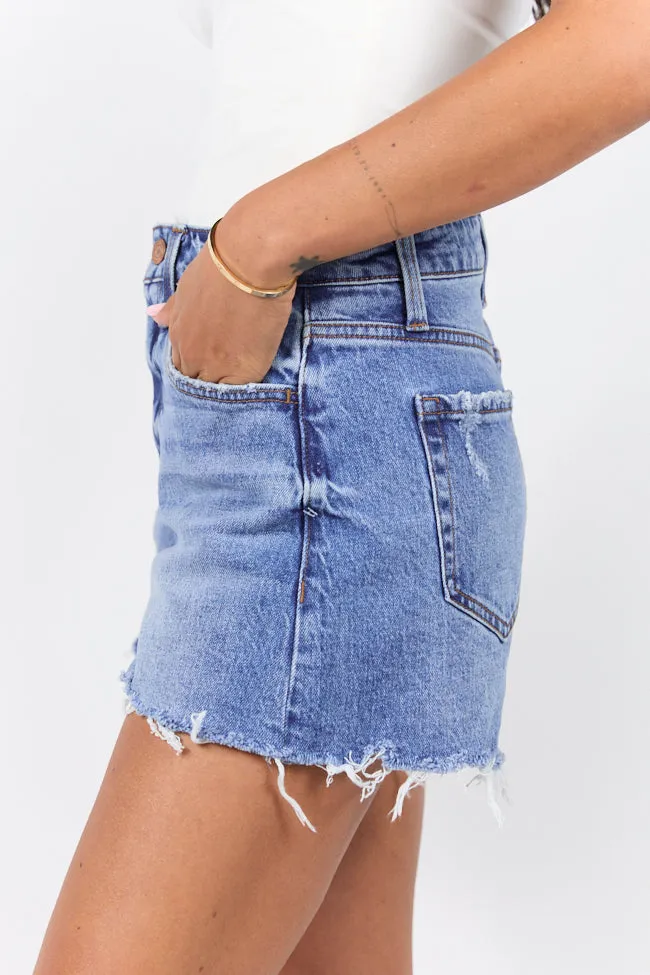 Emmy High Waisted Stretch Relaxed Raw Hem Denim Shorts FINAL SALE sold by Pink Lily product image thumbnail 4