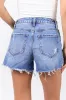 Emmy High Waisted Stretch Relaxed Raw Hem Denim Shorts FINAL SALE sold by Pink Lily