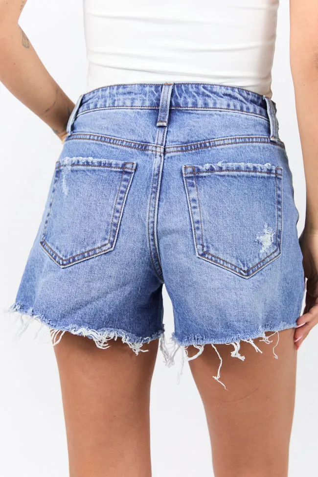 Emmy High Waisted Stretch Relaxed Raw Hem Denim Shorts FINAL SALE sold by Pink Lily product image thumbnail 5