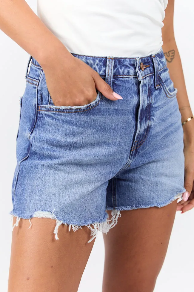 Emmy High Waisted Stretch Relaxed Raw Hem Denim Shorts FINAL SALE sold by Pink Lily product image thumbnail 3
