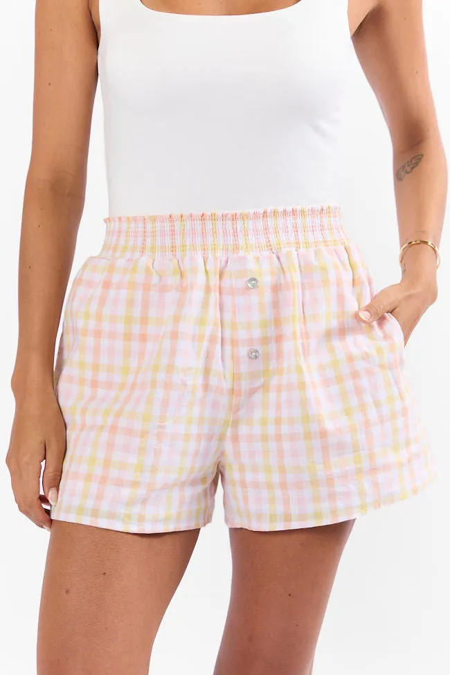 Keep It Brief Pink and Yellow Multi Gingham Boxer Shorts FINAL SALE sold by Pink Lily product image thumbnail 3