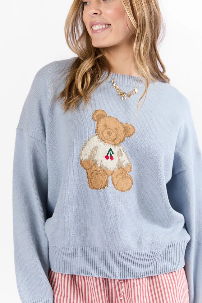 Too Much To Bear Light Blue Cherries Sweater FINAL SALE sold by Pink Lily product image thumbnail 5