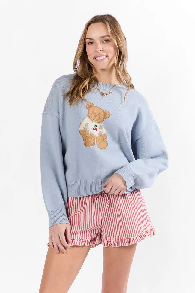 Too Much To Bear Light Blue Cherries Sweater FINAL SALE sold by Pink Lily product image thumbnail 3