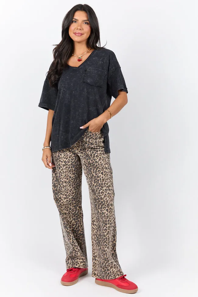 When We Meet Black Oversized Acid Wash V-Neck Tee FINAL SALE sold by Pink Lily product image thumbnail 2