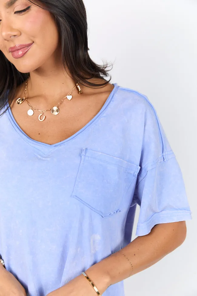 When We Meet Sky Blue Oversized Acid Wash V-Neck Tee FINAL SALE sold by Pink Lily product image thumbnail 3