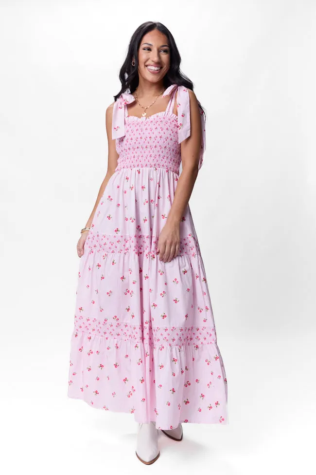 When We Were Young Smocked Pink Print Maxi Dress FINAL SALE sold by Pink Lily