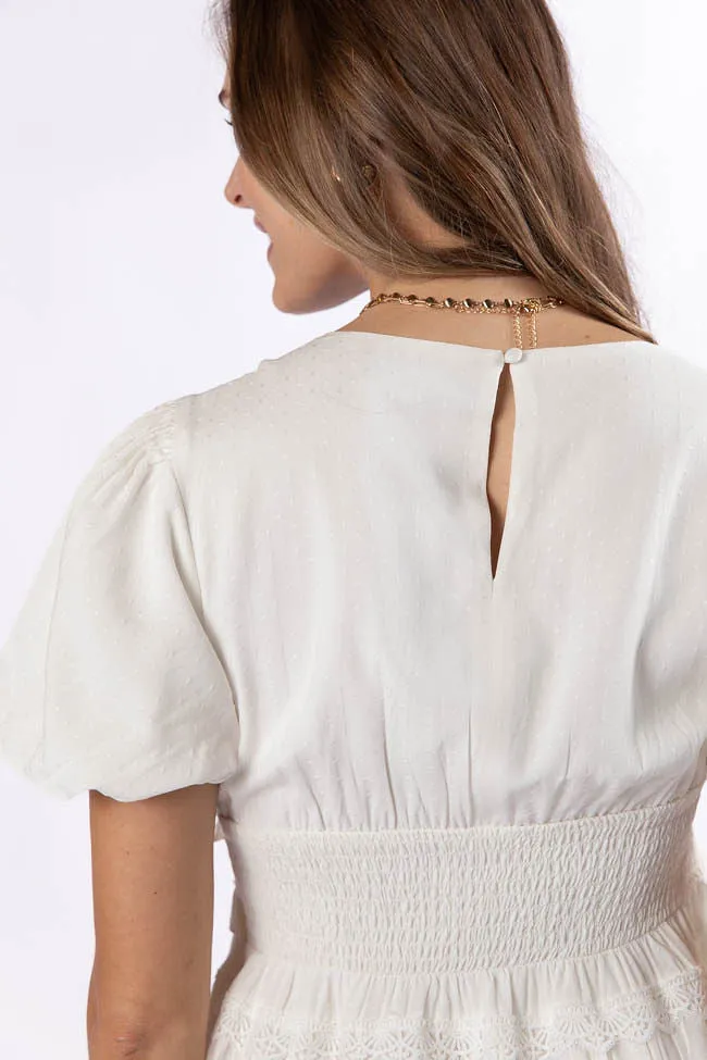 Enjoying Life White Ruffle Trim Mini Dress FINAL SALE sold by Pink Lily product image thumbnail 4