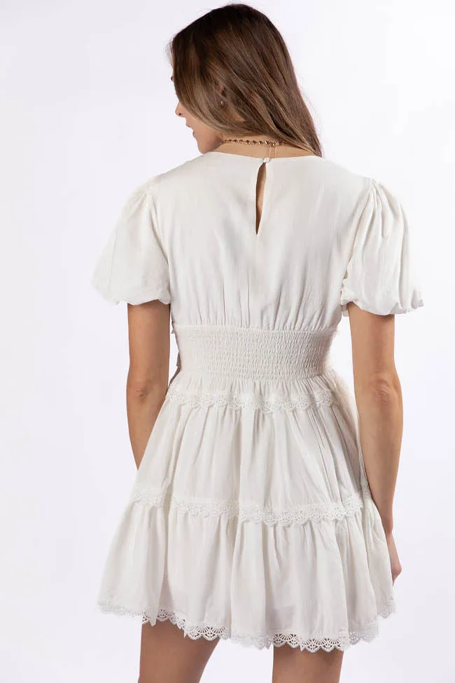 Enjoying Life White Ruffle Trim Mini Dress FINAL SALE sold by Pink Lily product image thumbnail 5