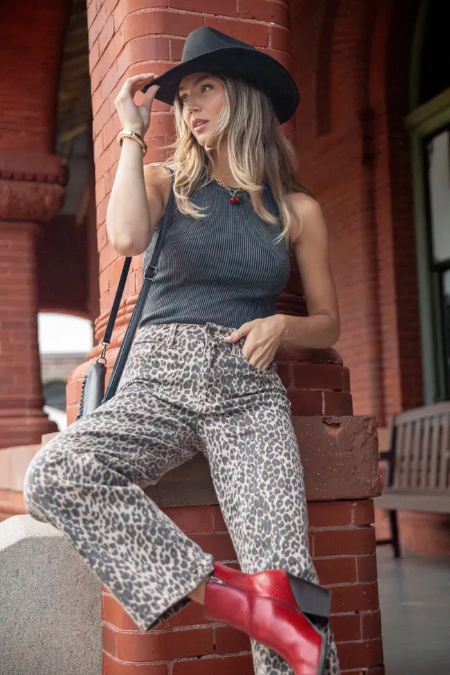 Primal Instincts Wide Leg Leopard Jeans sold by Pink Lily
