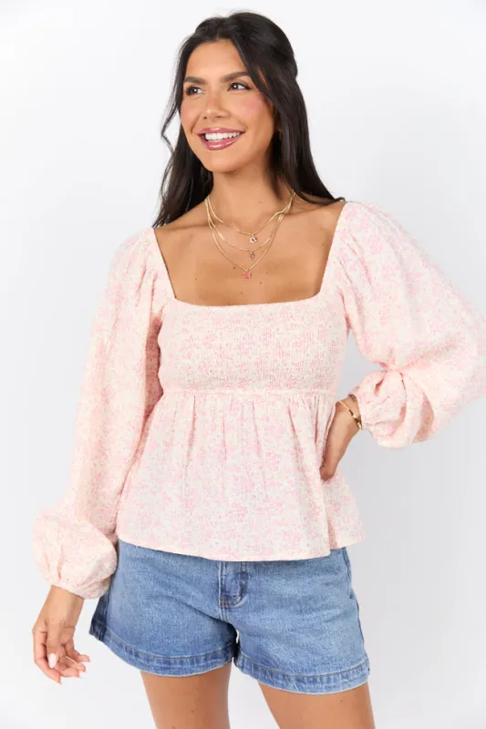 Darling Days Ivory and Pink Floral Embroidered Gauze Top FINAL SALE sold by Pink Lily