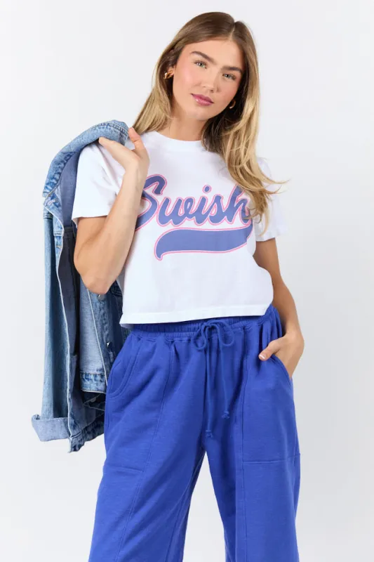 Swish Script White Comfort Colors Women's Boxy Tee sold by Pink Lily