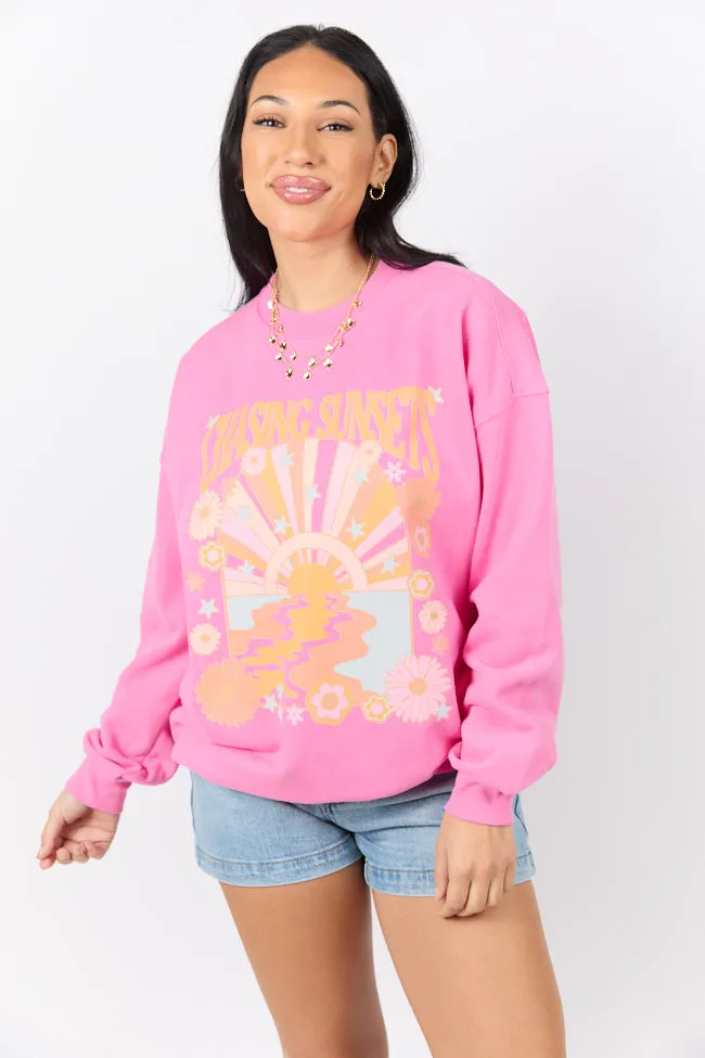 Chasing Sunsets Pink Graphic Sweatshirt SALE sold by Pink Lily