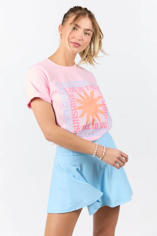 Live In The Sunshine Light Pink Graphic Tee sold by Pink Lily