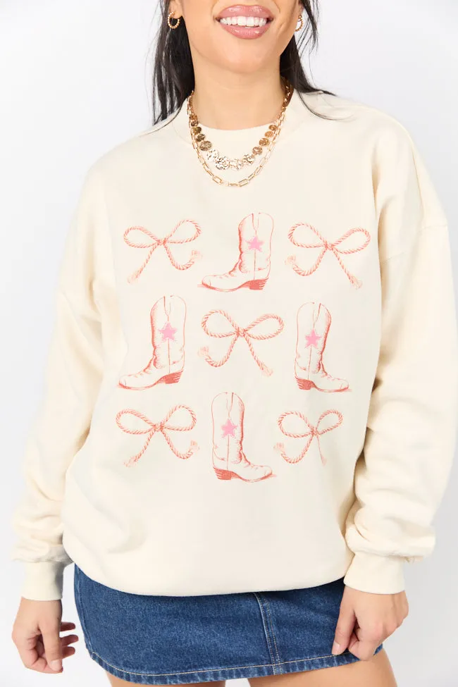 Bows and Boots Cream Graphic Sweatshirt sold by Pink Lily product image thumbnail 3