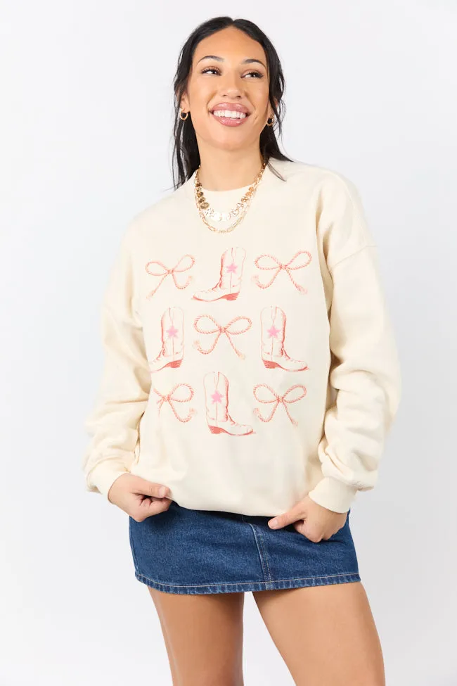 Bows and Boots Cream Graphic Sweatshirt sold by Pink Lily product image thumbnail 4
