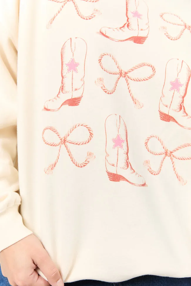 Bows and Boots Cream Graphic Sweatshirt sold by Pink Lily product image thumbnail 2